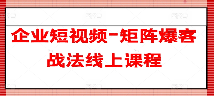企业短视频-矩阵爆客战法线上课程-旺铺专家