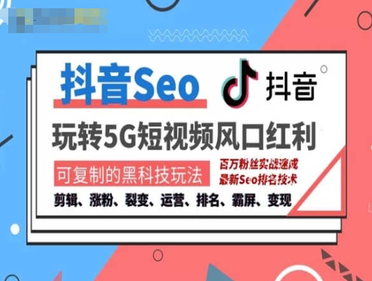 抖音SEO引流培训课程-抓住抖音风口，实现搜索排名，获取精准流量，快速成交变现-旺铺专家