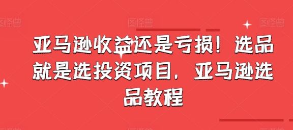 亚马逊收益还是亏损！选品就是选投资项目，亚马逊选品教程-旺铺专家