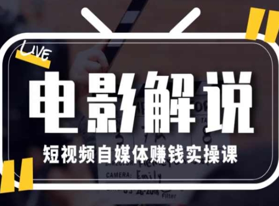 电影解说短视频自媒体赚钱实操课，教你做电影解说短视频，月赚1万-旺铺专家