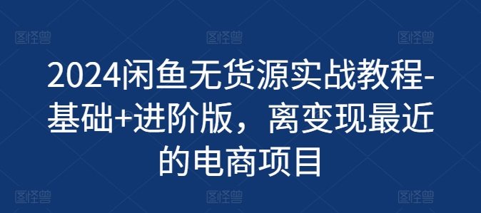 2024闲鱼无货源实战教程-基础+进阶版，离变现最近的电商项目-旺铺专家