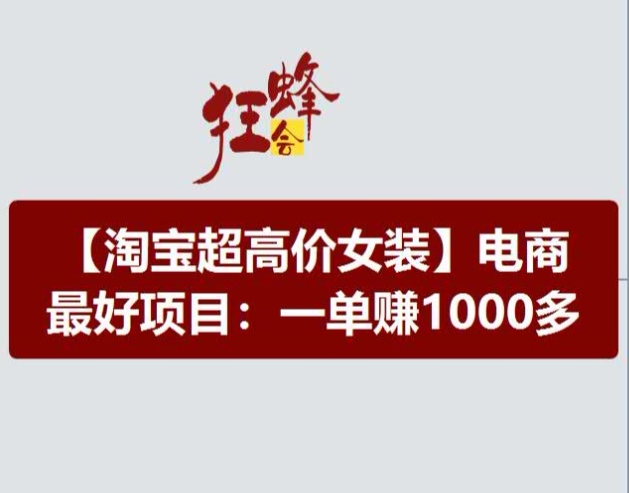 淘宝超高价女装项目，电商最好赛道，一单赚1000多-旺铺专家
