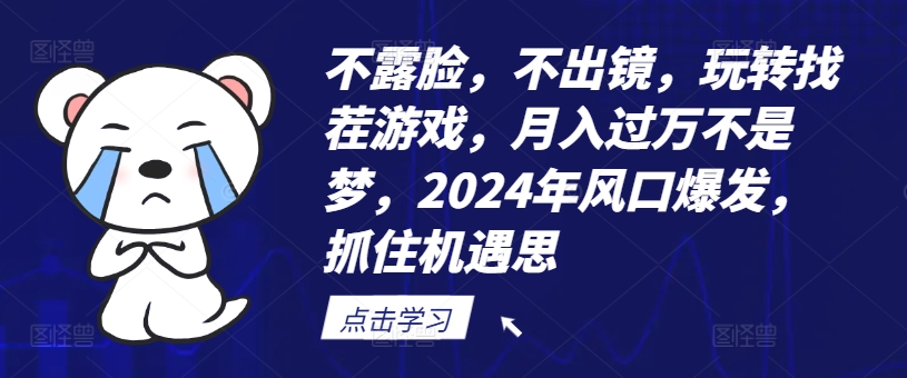 不露脸，不出镜，玩转找茬游戏，月入过万不是梦，2024年风口爆发，抓住机遇-旺铺专家