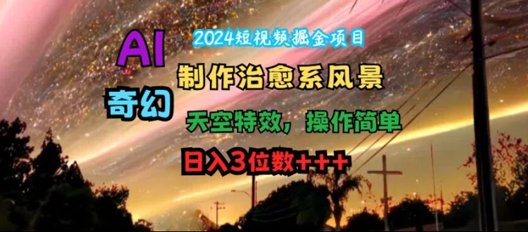 2024短视频掘金项目，AI制作治愈系风景，奇幻天空特效，操作简单，日入3位数-旺铺专家