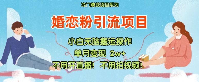 小红书婚恋粉引流，不用开直播，不用拍视频，不用做交付-旺铺专家