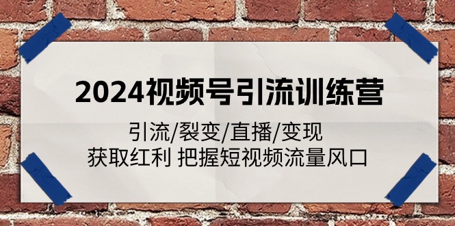 2024视频号引流训练营：引流/裂变/直播/变现 获取红利 把握短视频流量风口-旺铺专家