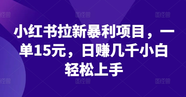 小红书拉新暴利项目，一单15元，日赚几千小白轻松上手-旺铺专家