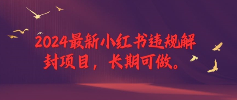 2024最新小红书违规解封项目，长期可做，一个可以做到退休的项目-旺铺专家