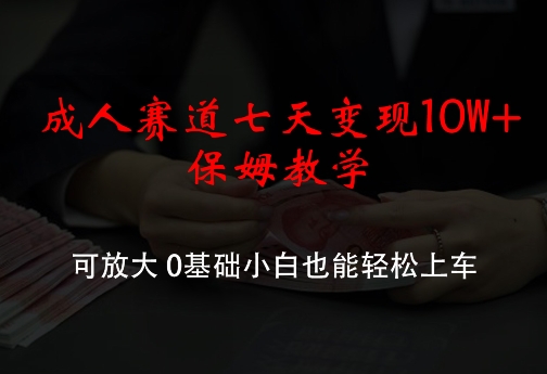 成人赛道七天变现10W+保姆教学，可放大，0基础小白也能轻松上车-旺铺专家
