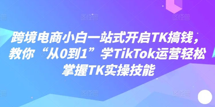 跨境电商小白一站式开启TK搞钱，教你“从0到1”学TikTok运营轻松掌握TK实操技能-旺铺专家