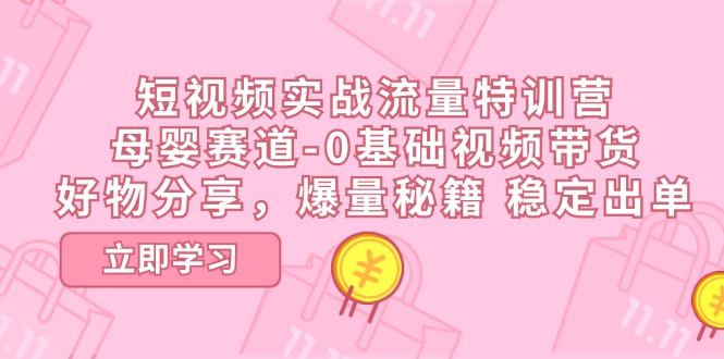 短视频实战流量特训营，母婴赛道-0基础带货，好物分享，爆量秘籍 稳定出单-旺铺专家