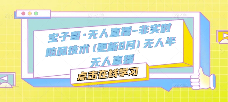 宝子哥·无人直播-非实时防风技术(更新8月)无人半无人直播-旺铺专家