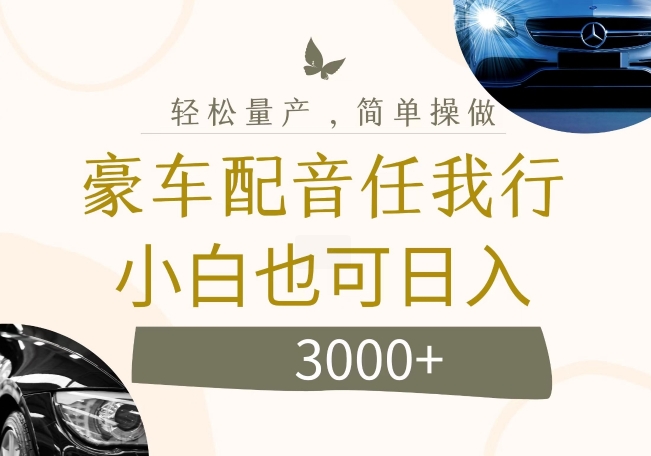 不为人知的暴力小项目，豪车配音，日入几张-旺铺专家