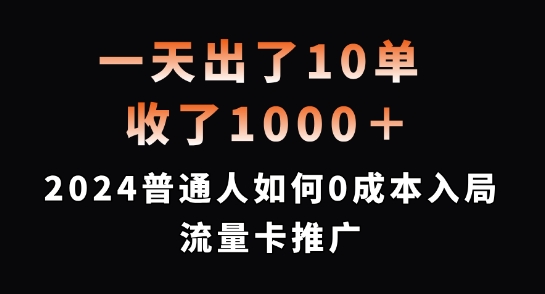 一天出了10单，收了1000+，2024普通人如何0成本入局流量卡推广-旺铺专家