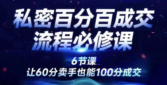 私密百分百成交流程线上训练营，绝对成交，让60分卖手也能100分成交-旺铺专家