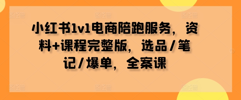 小红书1v1电商陪跑服务，资料+课程完整版，选品/笔记/爆单，全案课-旺铺专家
