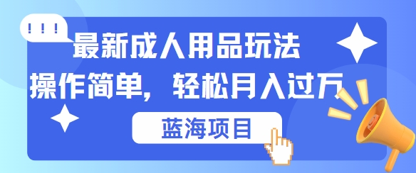 最新成人用品项目玩法，操作简单，动动手，轻松日入几张-旺铺专家