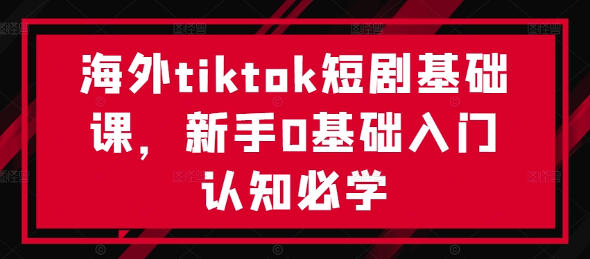 海外tiktok短剧基础课，新手0基础入门认知必学-旺铺专家