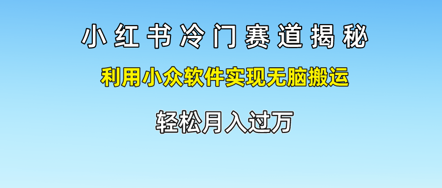小红书冷门赛道揭秘,利用小众软件实现无脑搬运，轻松月入过万-旺铺专家