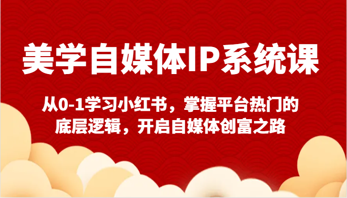 美学自媒体IP系统课-从0-1学习小红书，掌握平台热门的底层逻辑，开启自媒体创富之路-旺铺专家