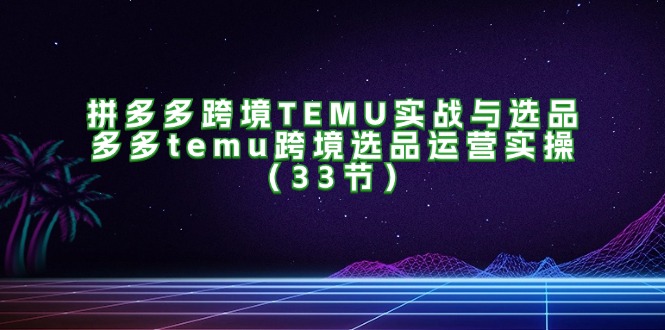 拼多多跨境TEMU实战与选品，多多temu跨境选品运营实操（33节）-旺铺专家