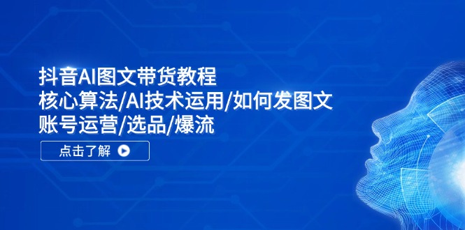 抖音AI图文带货教程：核心算法/AI技术运用/如何发图文/账号运营/选品/爆流-旺铺专家