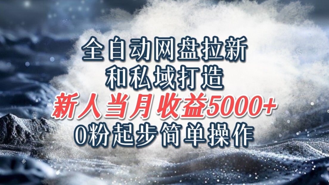 全自动网盘拉新和私域打造，0粉起步简单操作，新人入门当月收益5000以上-旺铺专家