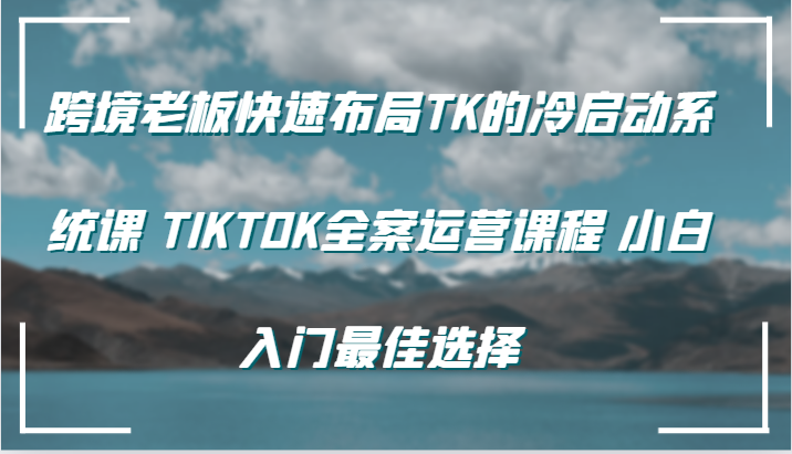 跨境老板快速布局TK的冷启动系统课 TIKTOK全案运营课程 小白入门最佳选择-旺铺专家