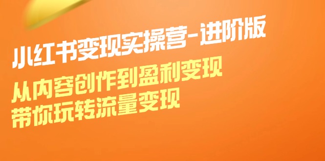 小红书变现实操营进阶版：从内容创作到盈利变现，带你玩转流量变现-旺铺专家