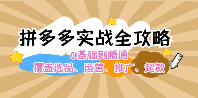 拼多多实战全攻略：0基础到精通，覆盖选品、运营、推广、起款-旺铺专家