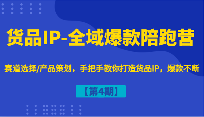 货品IP-全域爆款陪跑营【第4期】赛道选择/产品策划，手把手教你打造货品IP，爆款不断-旺铺专家