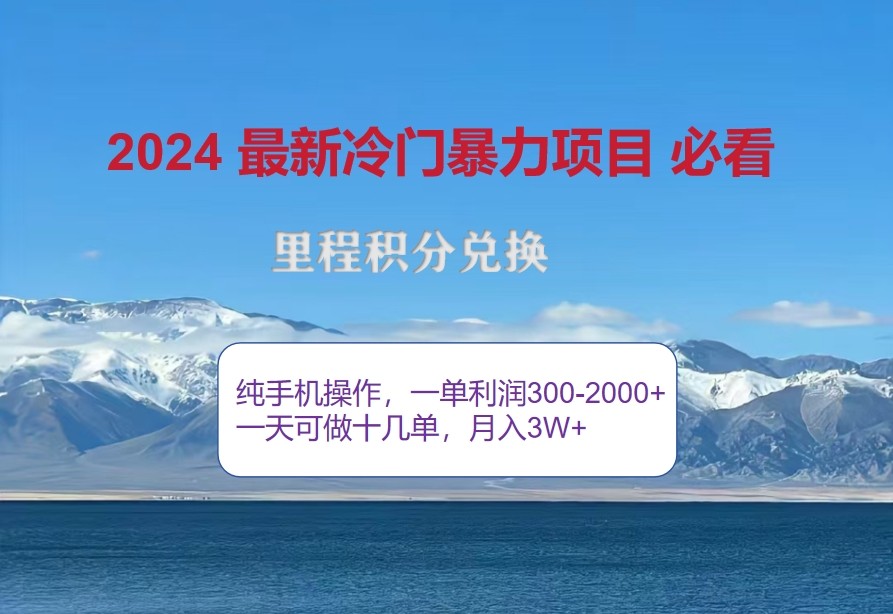 2024惊爆冷门暴利，里程积分最新玩法，高爆发期，一单300+—2000+-旺铺专家