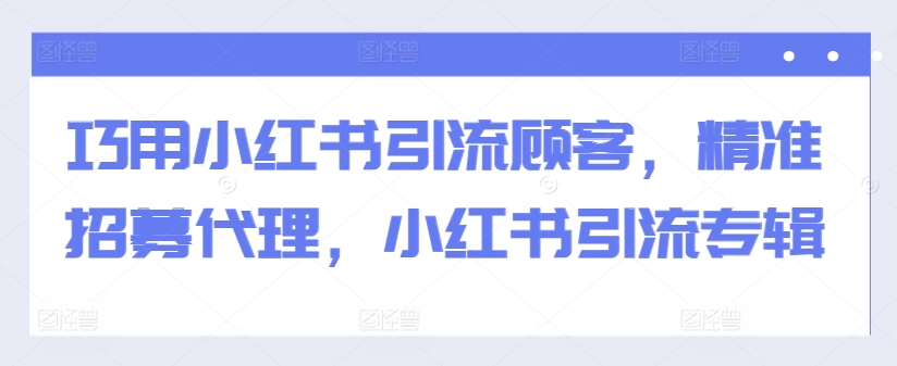 巧用小红书引流顾客，精准招募代理，小红书引流专辑-旺铺专家