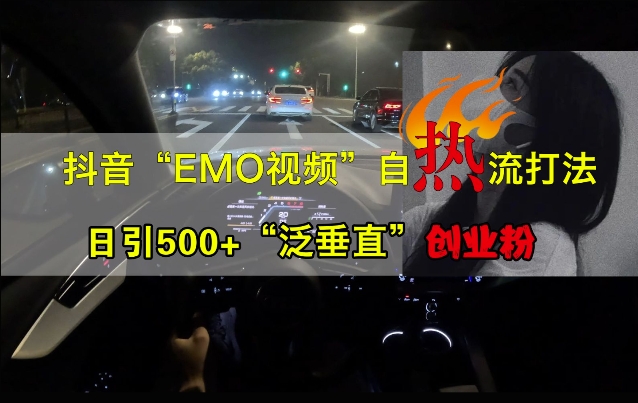 抖音EMO视频自热打法，日引500+“泛垂直”创业粉-旺铺专家