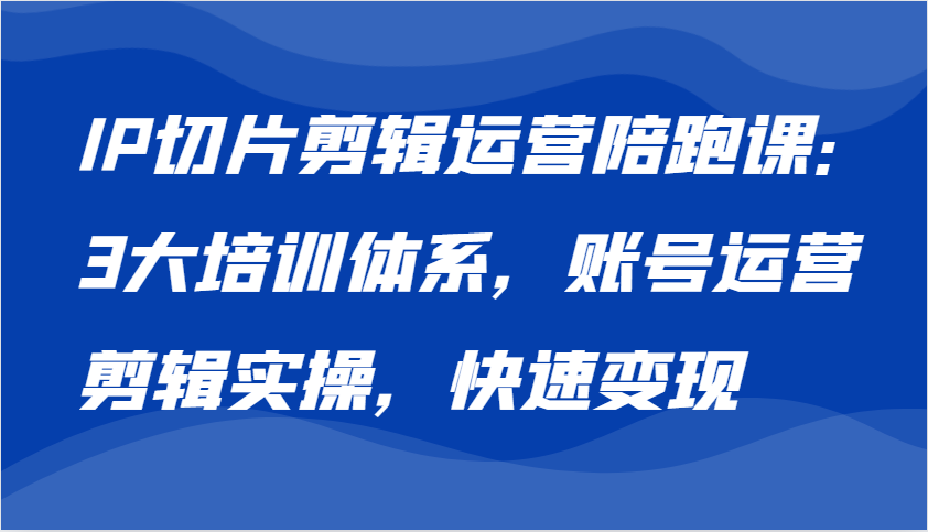 IP切片剪辑运营陪跑课，3大培训体系：账号运营 剪辑实操 快速变现-旺铺专家