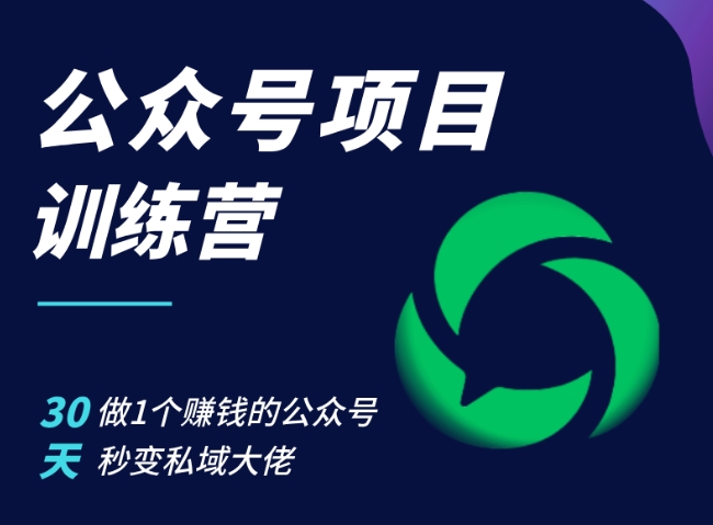 公众号项目训练营，30天做1个赚钱的公众号，秒变私域大佬-旺铺专家