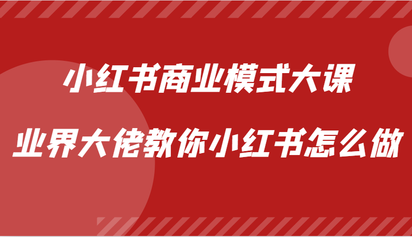 小红书商业模式大课，业界大佬教你小红书怎么做【视频课】-旺铺专家