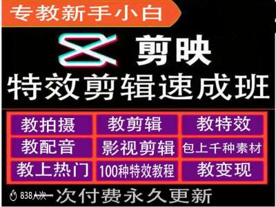 剪映特效教程和运营变现教程，特效剪辑速成班，专教新手小白-旺铺专家
