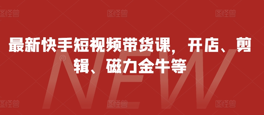 最新快手短视频带货课，开店、剪辑、磁力金牛等-旺铺专家