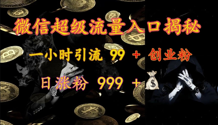 微信超级流量入口揭秘：一小时引流 99 + 创业粉，日涨粉 999 +-旺铺专家