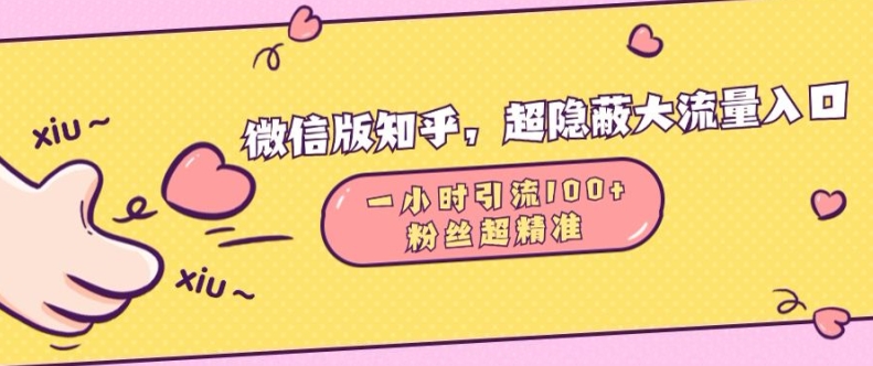 微信版知乎，超隐蔽流量入口1小时引流100人，粉丝质量超高-旺铺专家