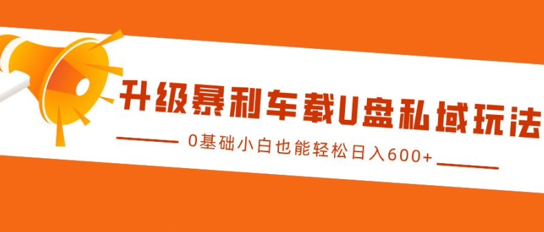 升级暴利车载U盘私域玩法，0基础小白也能轻松日入多张-旺铺专家