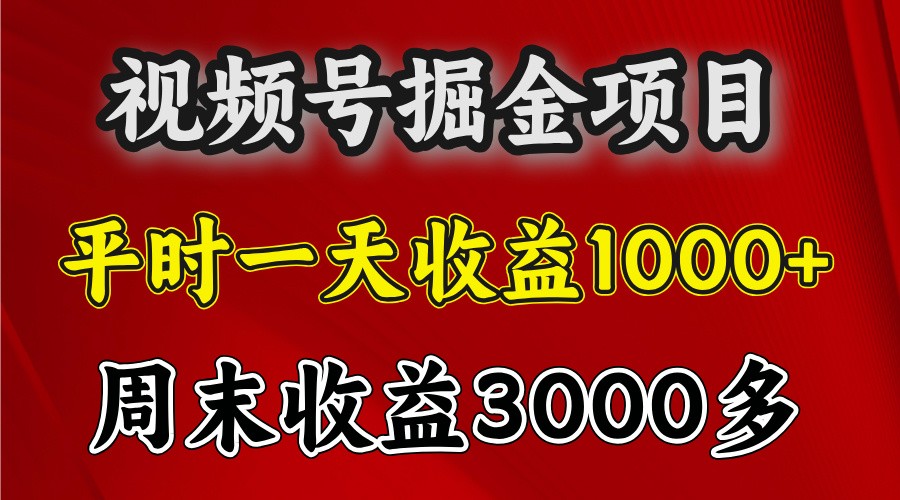 一天收益1000+ 视频号掘金，周末收益会更高些-旺铺专家