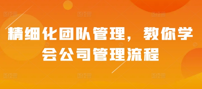 精细化团队管理，教你学会公司管理流程-旺铺专家