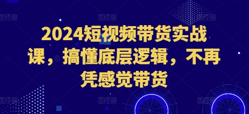 2024短视频带货实战课，搞懂底层逻辑，不再凭感觉带货-旺铺专家
