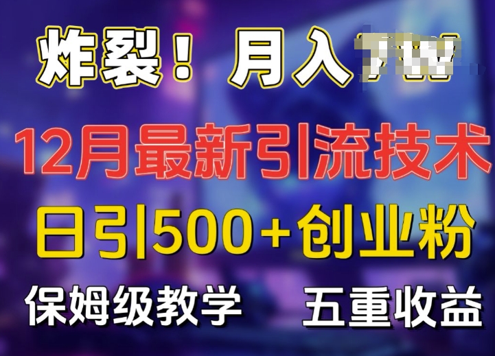 炸裂!揭秘12月最新日引流500+精准创业粉，多重收益保姆级教学-旺铺专家