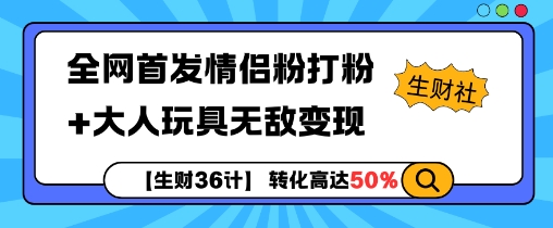 【生财36计】全网首发情侣粉打粉+大人玩具无敌变现-旺铺专家
