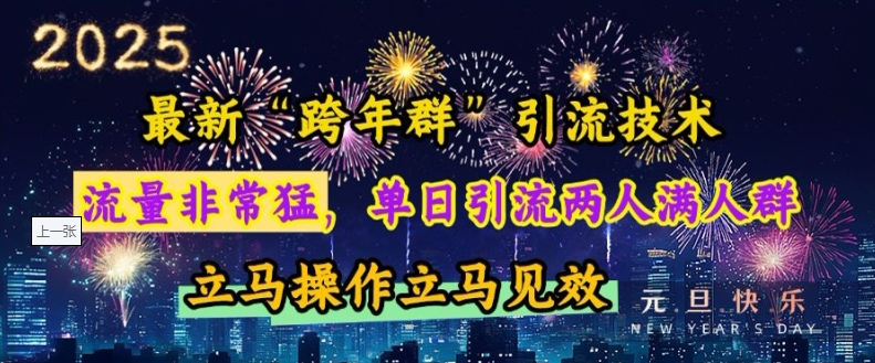 最新“跨年群”引流，流量非常猛，单日引流两人满人群，立马操作立马见效-旺铺专家