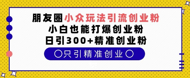 朋友圈小众玩法引流创业粉，小白也能打爆创业粉，日引300+精准创业粉-旺铺专家