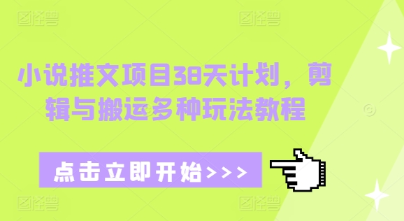 小说推文项目38天计划，剪辑与搬运多种玩法教程-旺铺专家